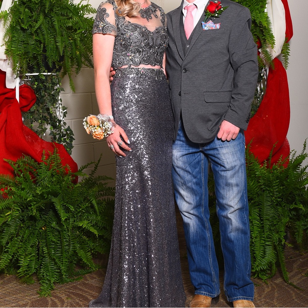 Gray vintage style prom dress